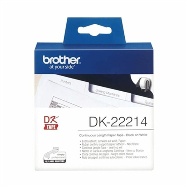 Nastro a lunghezza continua di carta termica Brother DK-22214 12 x 30,48 mm Nero Nero/Bianco Bianco
