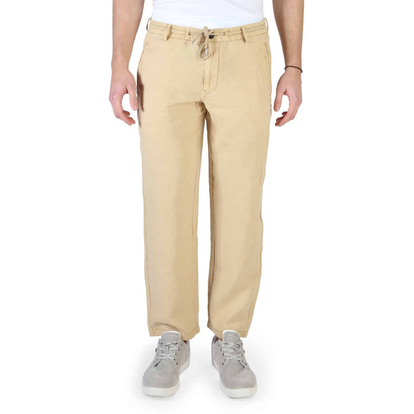 Pantaloni Casual da Uomo Armani Jeans Beige Sabbia con Chiusura a Cerniera, Laccio in Vita e Passanti per Cintura