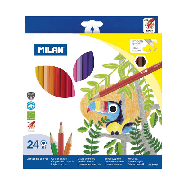 Confezione Colori a Pastello Assortiti (24 Pezzi) Matite Colorate Milan