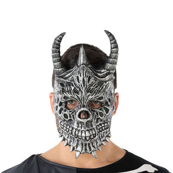 Maschera per Carnevale o Halloween da Teschio Con Corna a Copertura Facciale Completa - Taglia Unica Adulti