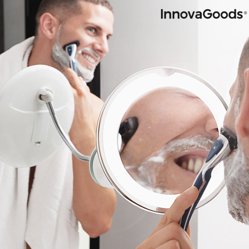 Specchio Ingrandente con Luce LED, Braccio Flessibile e Ventosa Mizoom InnovaGoods