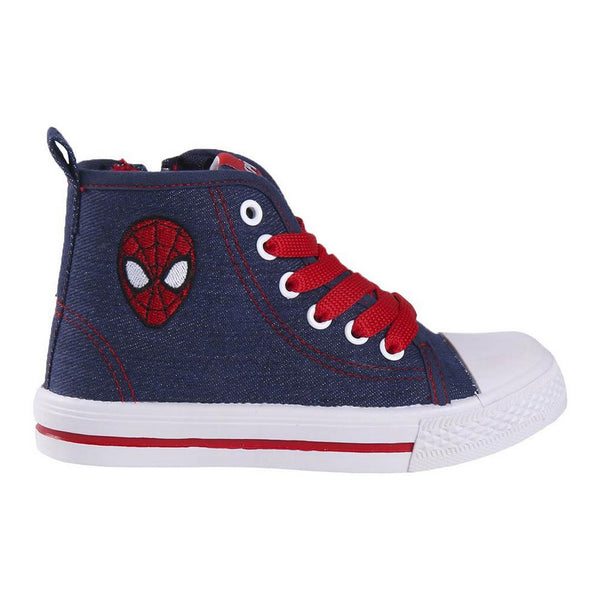 Sneakers alte a Stivaletto per Bambini Spiderman Blu con Lacci rossi