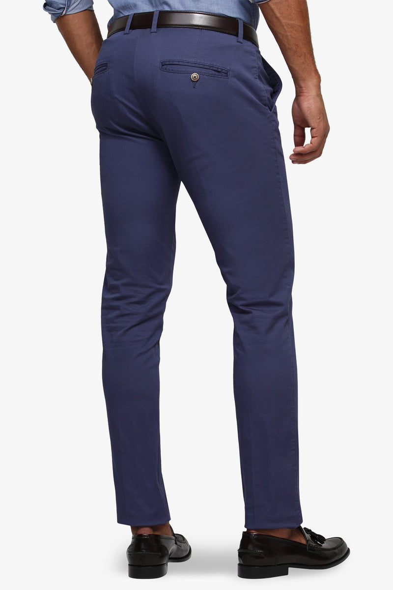 Pantaloni Chino da Uomo Dan John Blu Avion in Gabardina di Cotone leggero e Spandex - Slim Fit