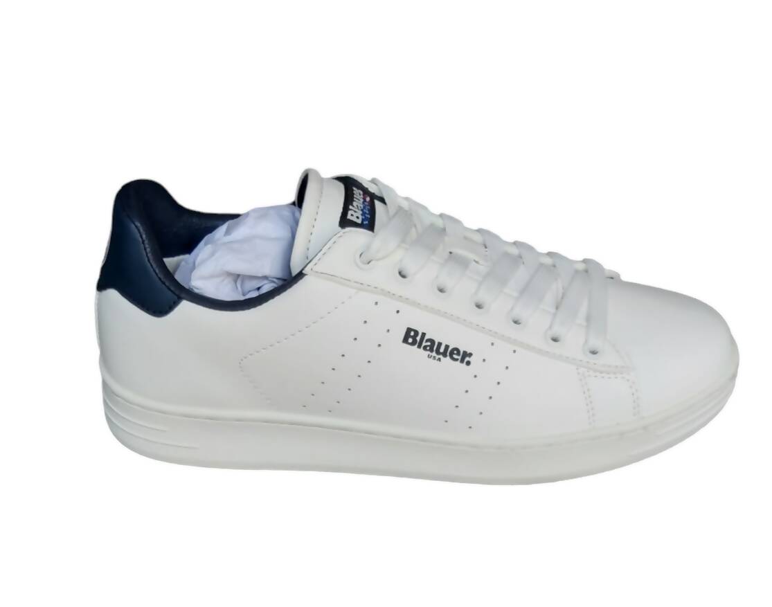 BLAUER Sneaker Bianche casual da Uomo in Pelle Goestro