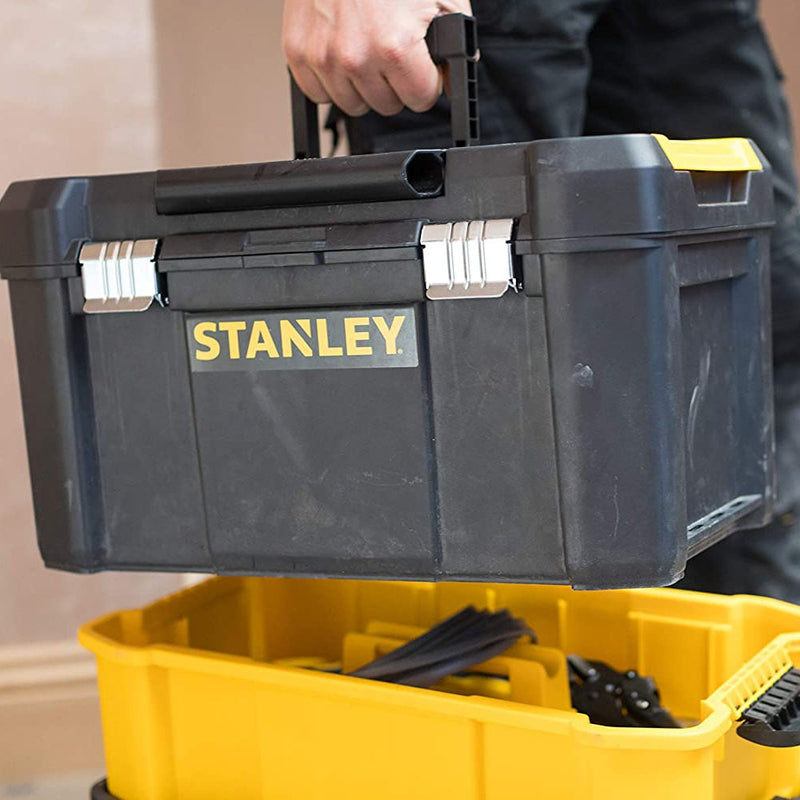 Cassetta Trolley Porta Attrezzi a 3 scomparti impilabili portatile con ruote Stanley