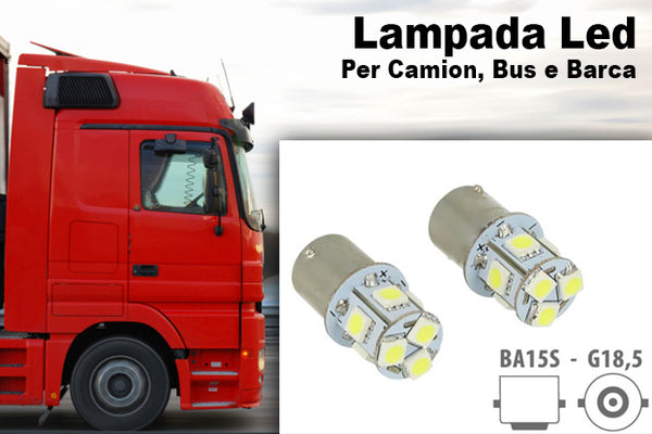 24V Lampada Led Canbus BA15S G18,5 R5W Colore Verde Piedi Dritti 8 Smd 5050 Per Camion Bus Barca