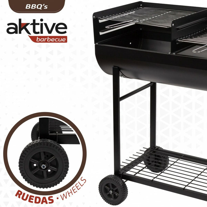 Barbecue a Carboni con Ruote Aktive Plastica Metallo smaltato 97 x 96 x 42 cm Nero