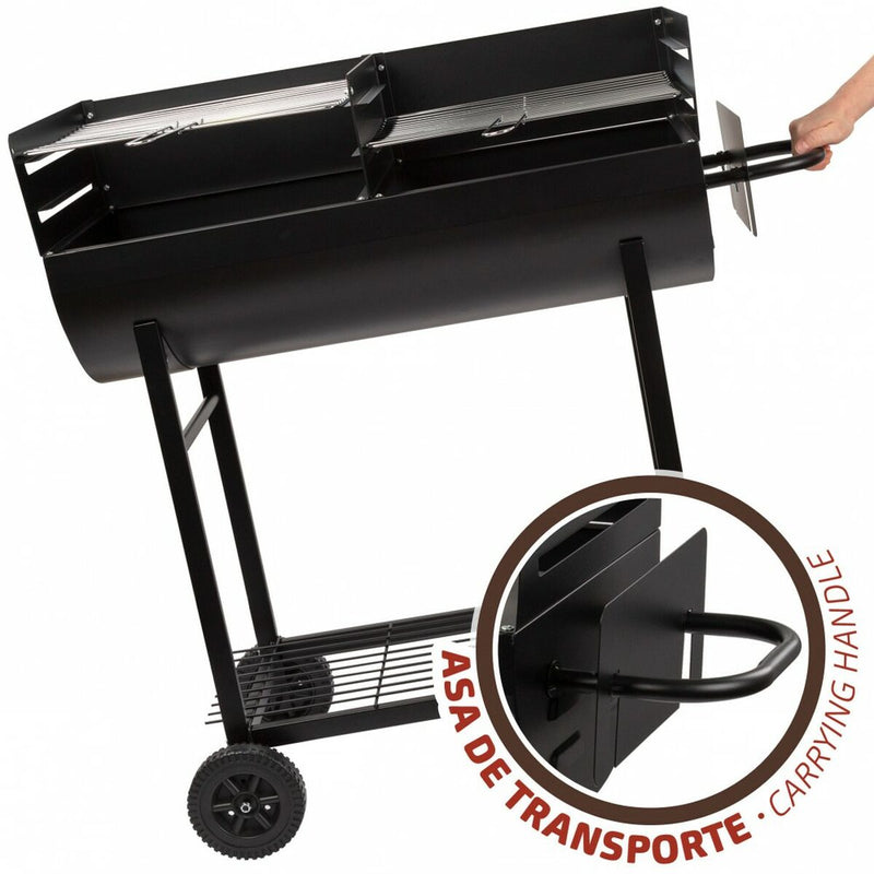 Barbecue a Carboni con Ruote Aktive Plastica Metallo smaltato 97 x 96 x 42 cm Nero