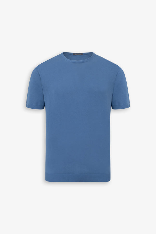 T-shirt in maglia celeste