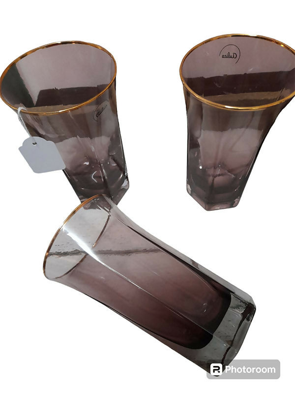 Nuovo Set di 6 Bicchieri in Cristallo da Tavola colorati ambra per Vino Birra e Acqua - offerta imperdibile