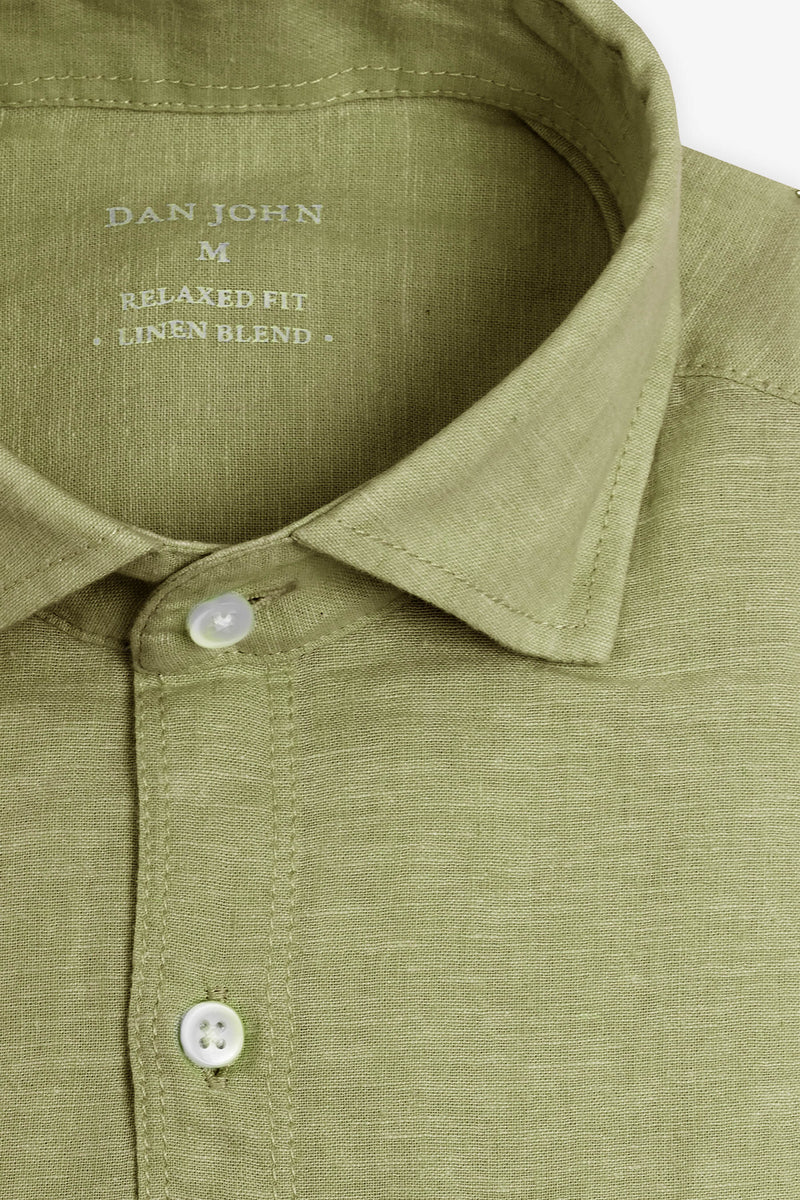 Camicia in misto lino con tasche sul petto militare