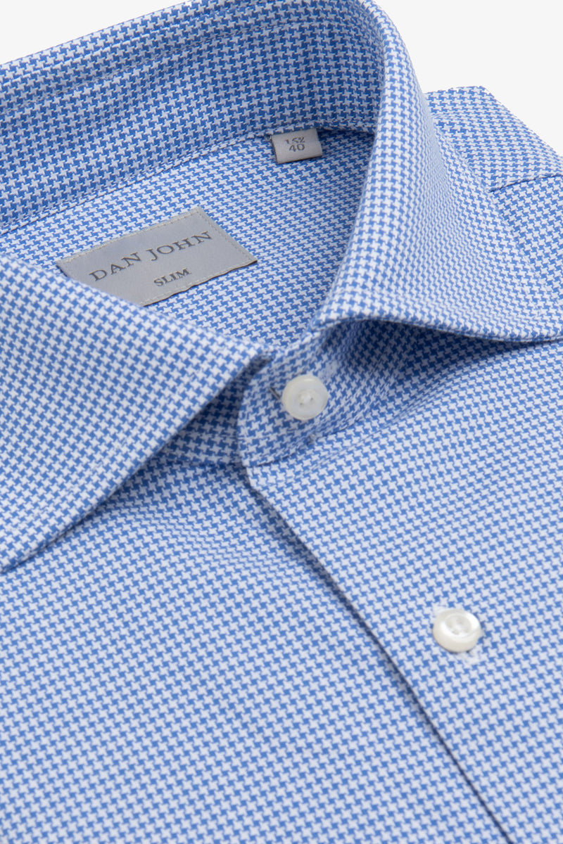 Camicia micro pied de poule azzurro