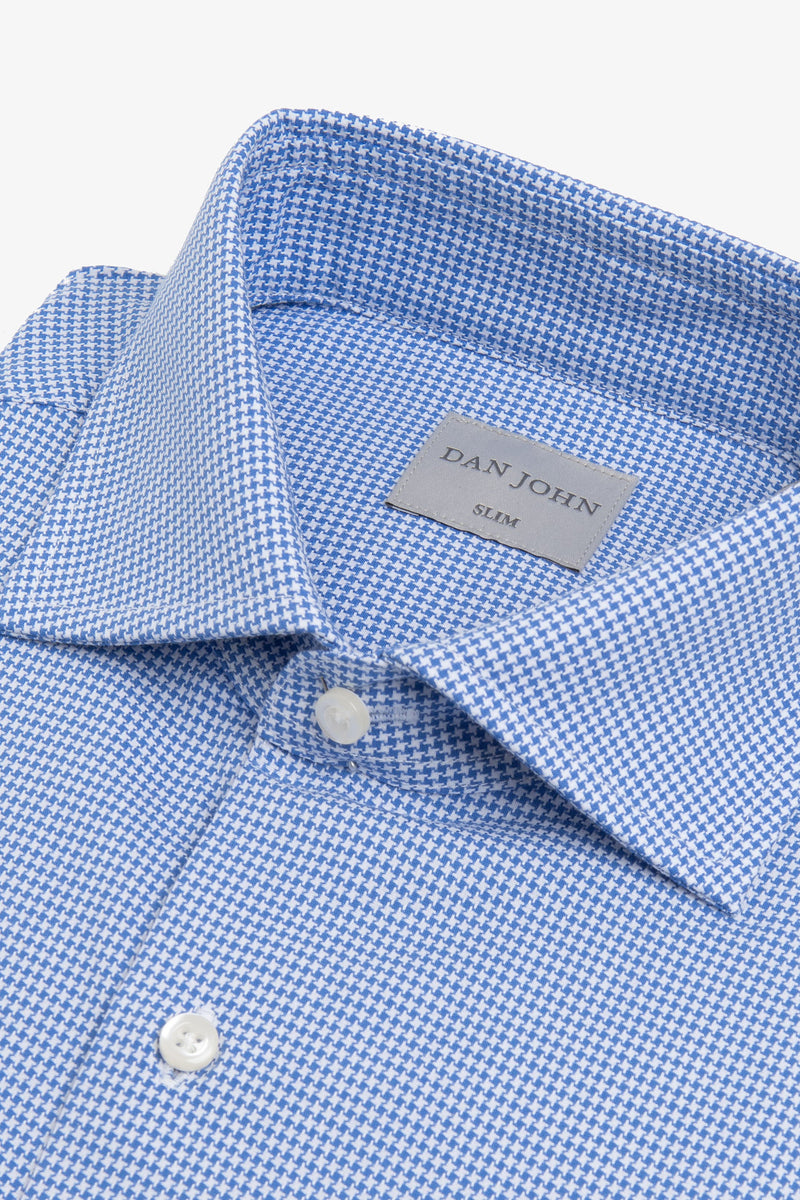 Camicia micro pied de poule azzurro