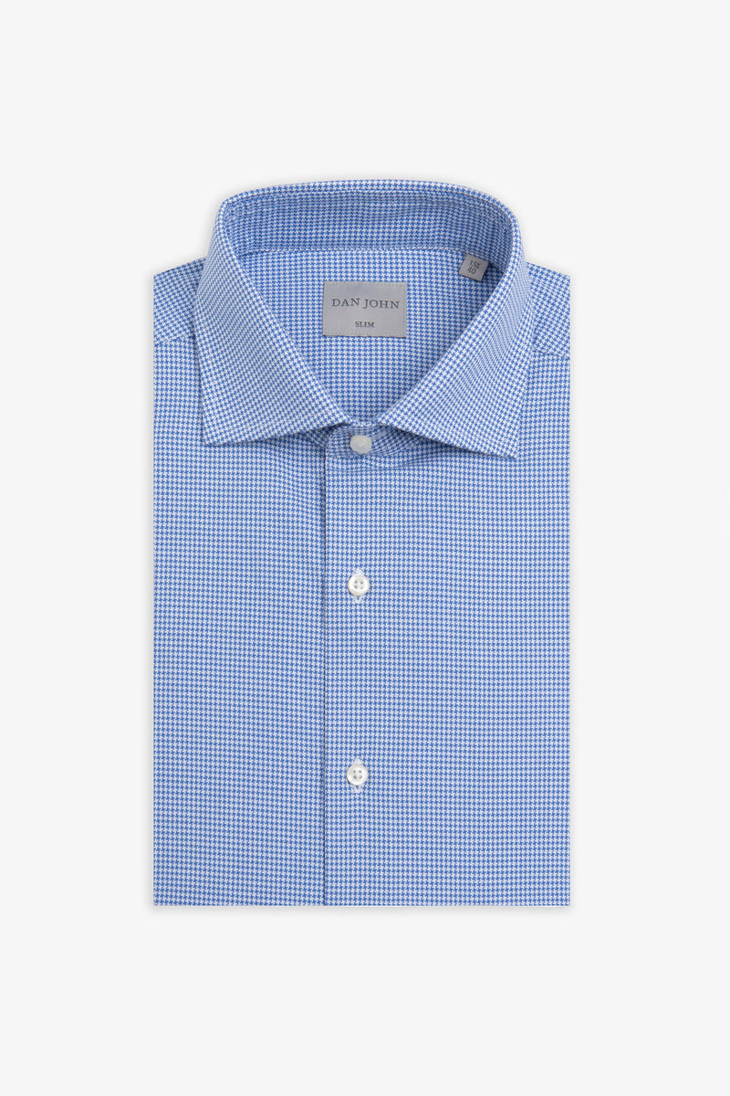 Camicia micro pied de poule azzurro