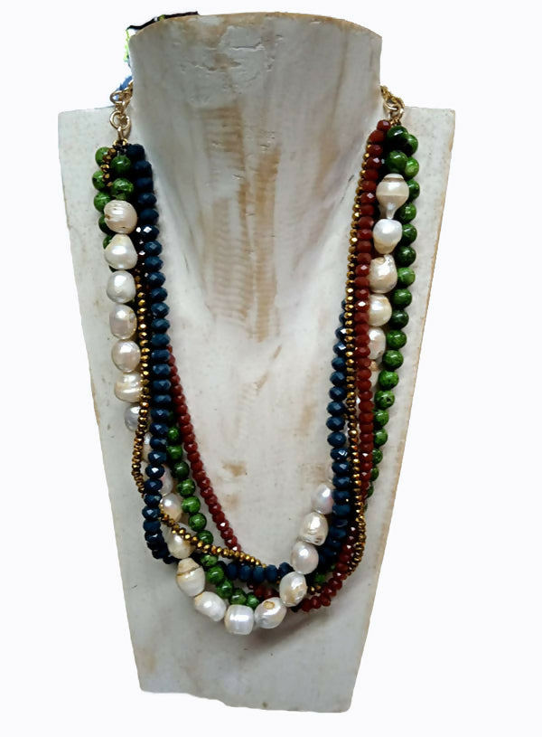 Nuova Collana da donna girocollo con perle e cristalli bijoux gioiello bigiotteria - offerta imperdibile