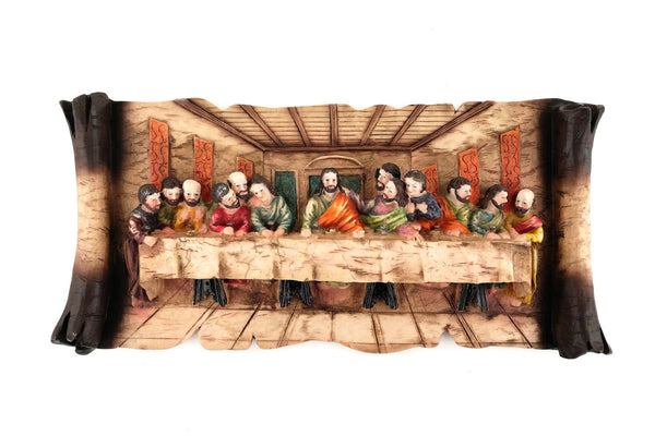 Quadro Religioso in Ceramica Bassorilievo Artigianale Cenacolo Ultima Cena - Appendibile cm 48 x 23