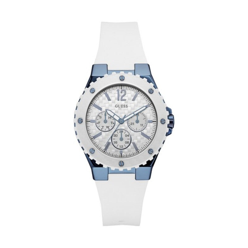 Orologio da Polso Donna Guess Cassa in Acciaio Inox Cinturino in Silicone bianco