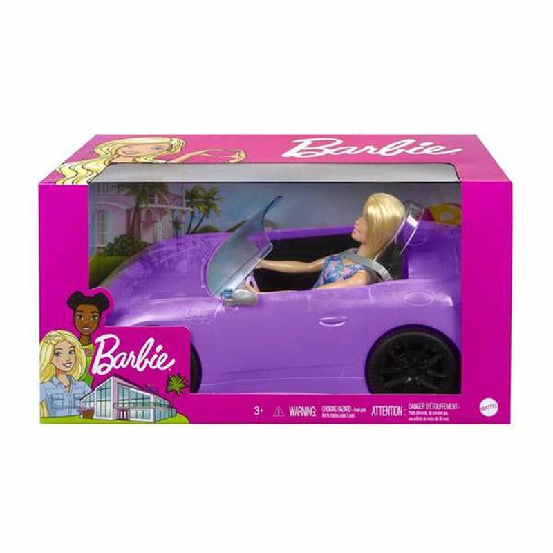 Bambola Barbie Bionda Con Macchina Giocattolo Viola