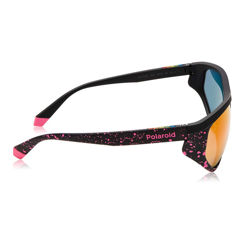 Occhialida sole Unisex Polaroid Sportivi con Montatura Nera e Fucsia e Lenti Colorate