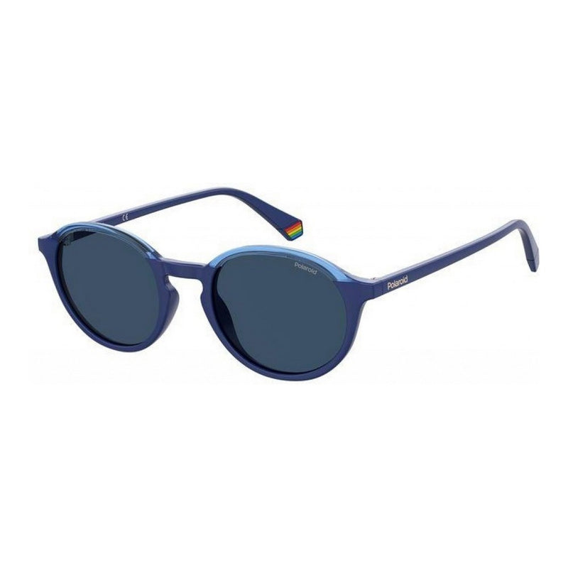 Occhiali da sole Unisex Tondi Blu con Montatura Spessa in Iniettato Polaroid