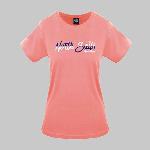 t-shirt sportiva da donna North Sails in cotone rosa bianca e blu