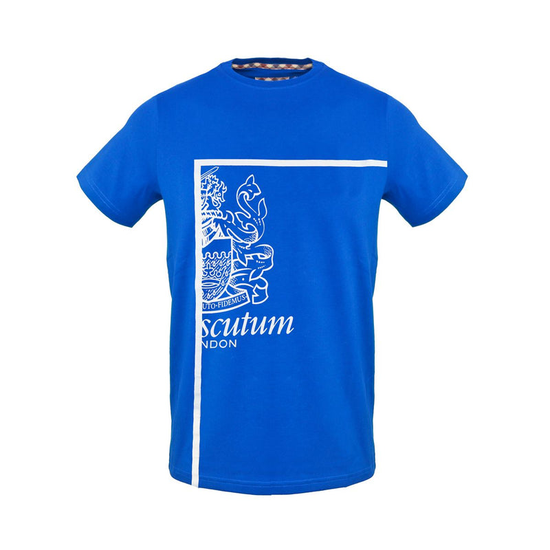 t-shirt a girocollo da uomo blu e bianca Aquascutum in cotone