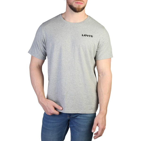t-shirt sportiva grigia da uomo in cotone levis con logo nero