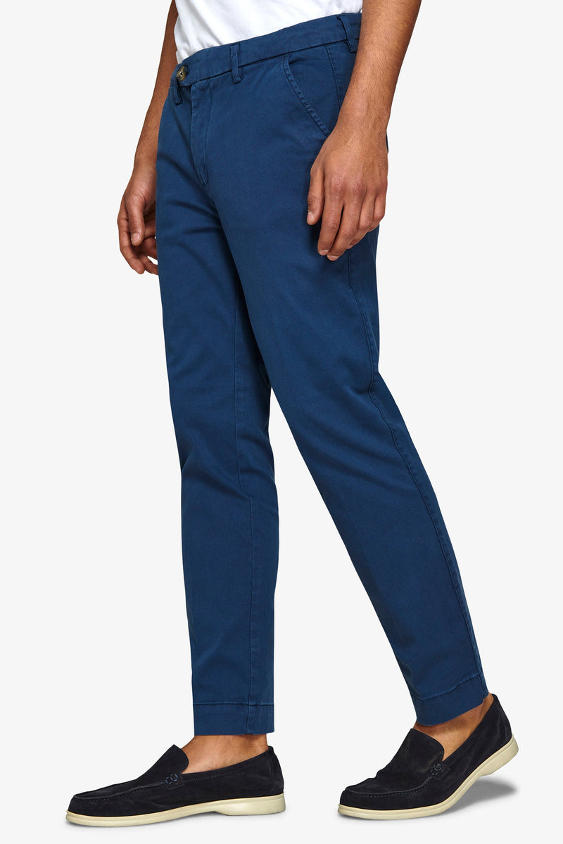 Pantalone in canvas tinto capo blu slim