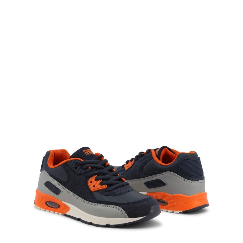 sneakers da bambino in ecopelle shone arancioni blu e grigie