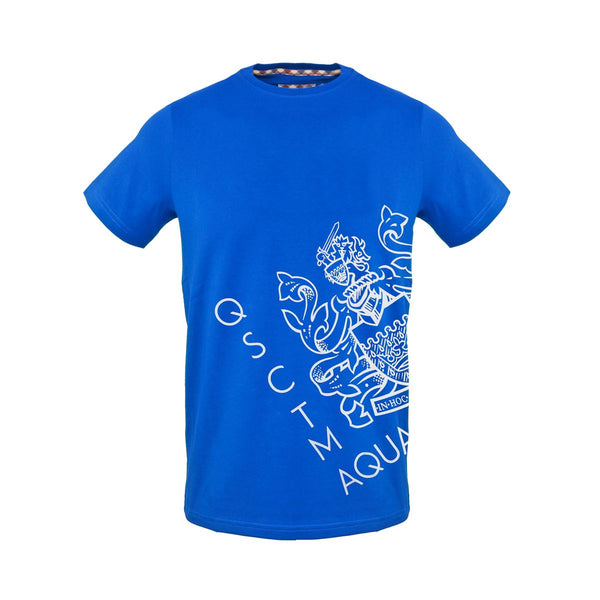 t-shirt sportiva blu da uomo Aquascutum a girocollo in cotone