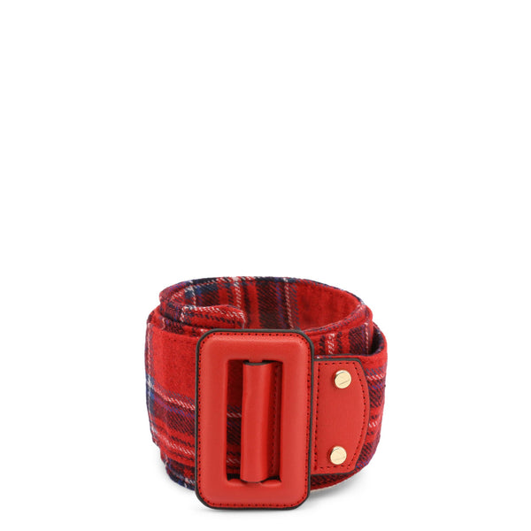 Cintura Donna Rossa in Tessuto Fantasia Scozzese larga 6 cm con Fibbia rivestita in Ecopelle