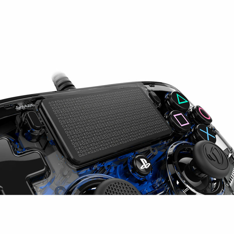 Controller Nacon Crystal Blue Compatibile PS4 - Joypad Trasparente con Cavo di 3 Metri, Uscita Cuffie, Funzione Share