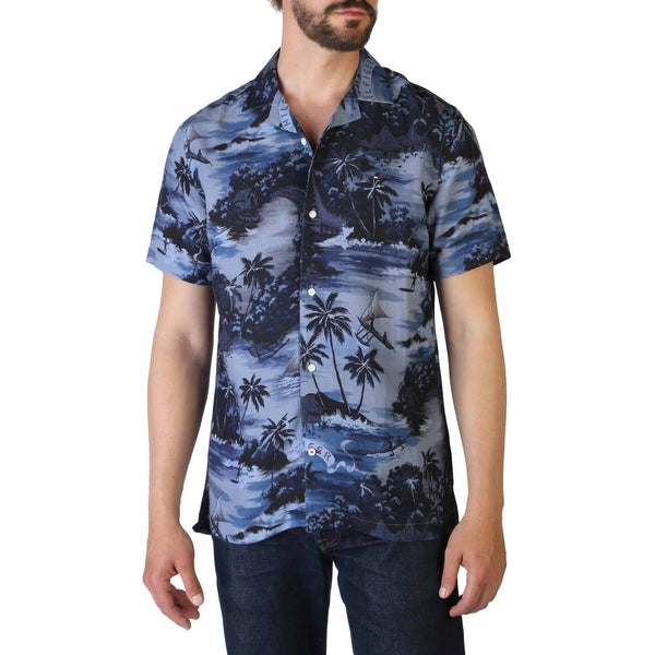 Camicia Hawaiana a Maniche Corte da Uomo Tommy Hilfiger Blu con Palme