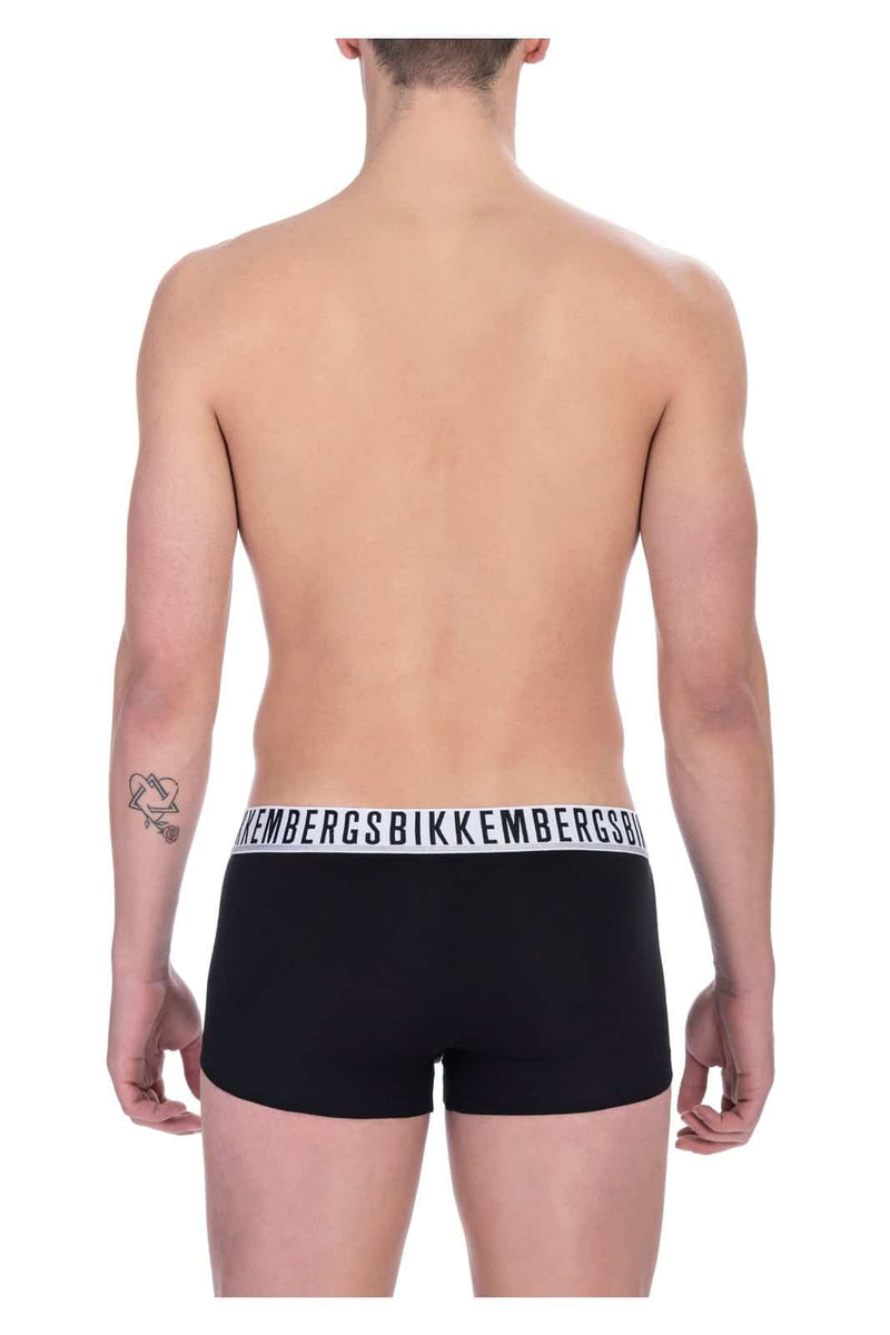 Pacco da 2 Mutande Boxer Uomo Bikkembergs Nere in Cotone Elasticizzato con Logo su Elastico Bianco