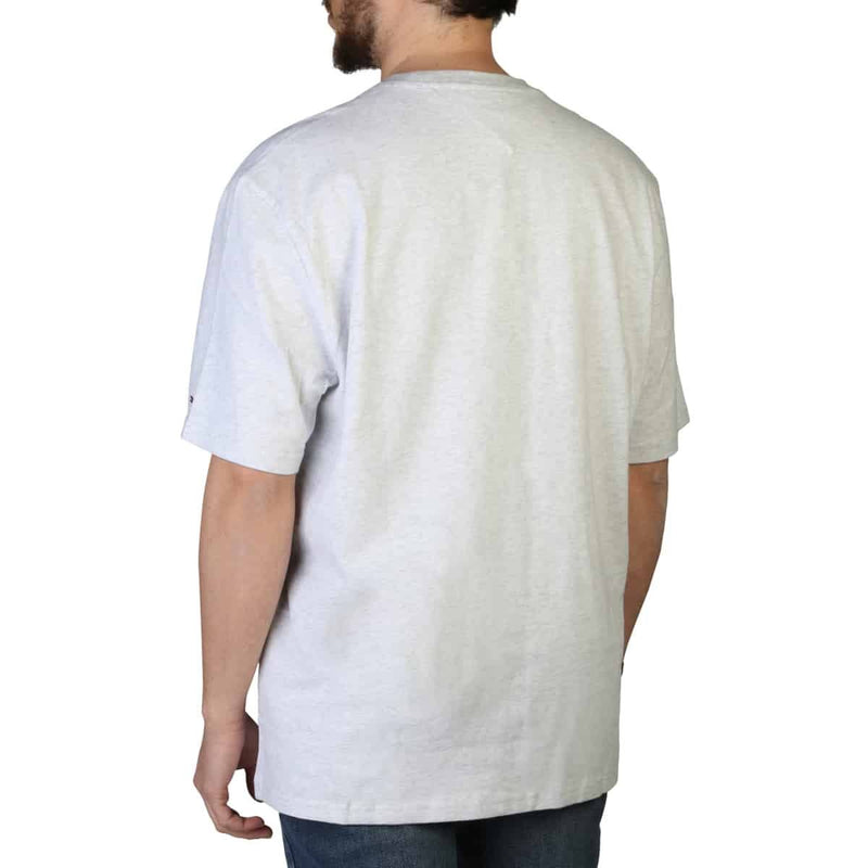 T-shirt Uomo Tommy Hilfiger Grigio Chiaro con Logo sul Petto - Maglietta a Maniche in Puro Cotone
