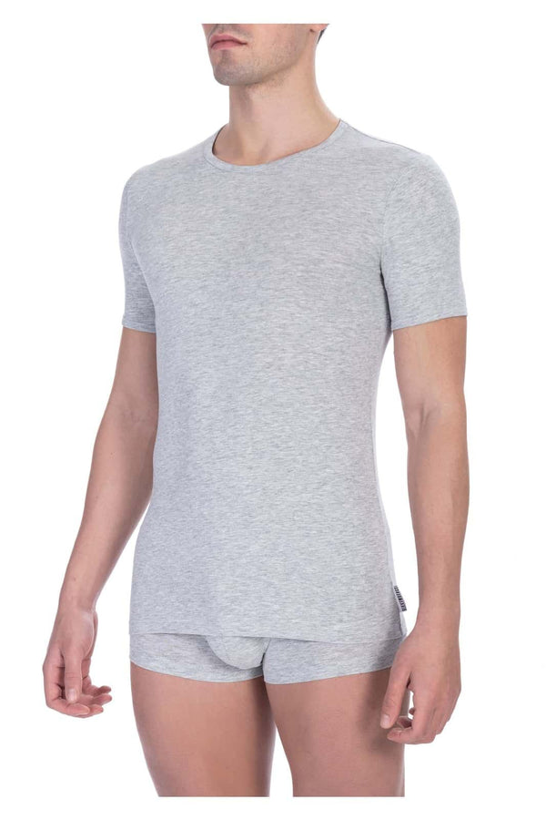 t-shirt uomo Bikkembergs - maglietta intima girocollo in cotone grigia