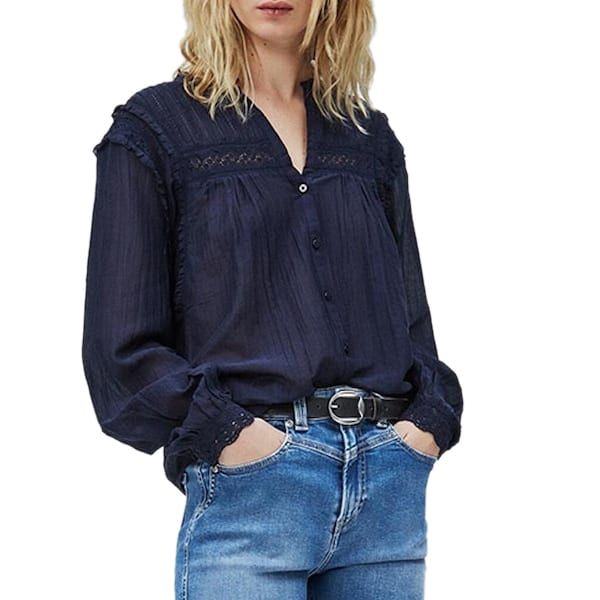 Blusa da Donna Pepe Jeans Camicetta Blu Scuro Misto Cotone
