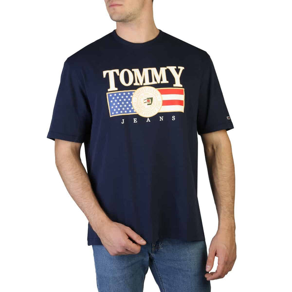 T-shirt Uomo Tommy Hilfiger Blu Navy con Logo sul Petto - Maglietta a Maniche in Puro Cotone