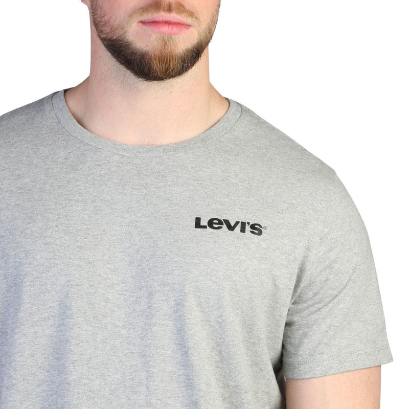 t-shirt sportiva grigia da uomo in cotone levis con logo nero