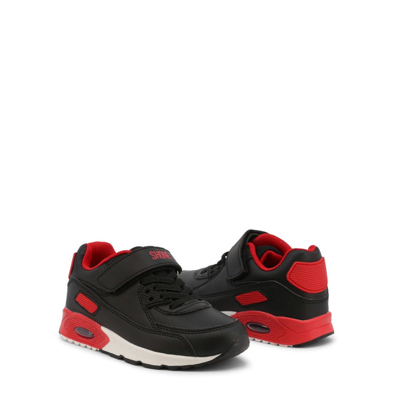 sneakers con strappo da bambino in ecopelle shone nere e rosse