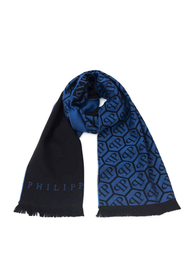 Sciarpa Philipp Plein Blu in Lana e Acrilico - cm 180x38 - Collezione Autunno/Inverno