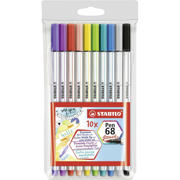 Set di Pennarelli Stabilo Pen 68 Brush 10 Pezzi Multicolore