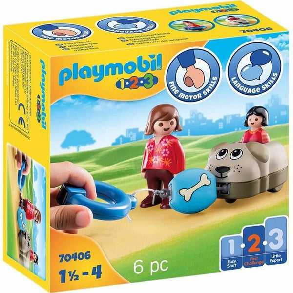 Playset Playmobil 1.2.3 Cane Bambini 70406 (6 pcs)