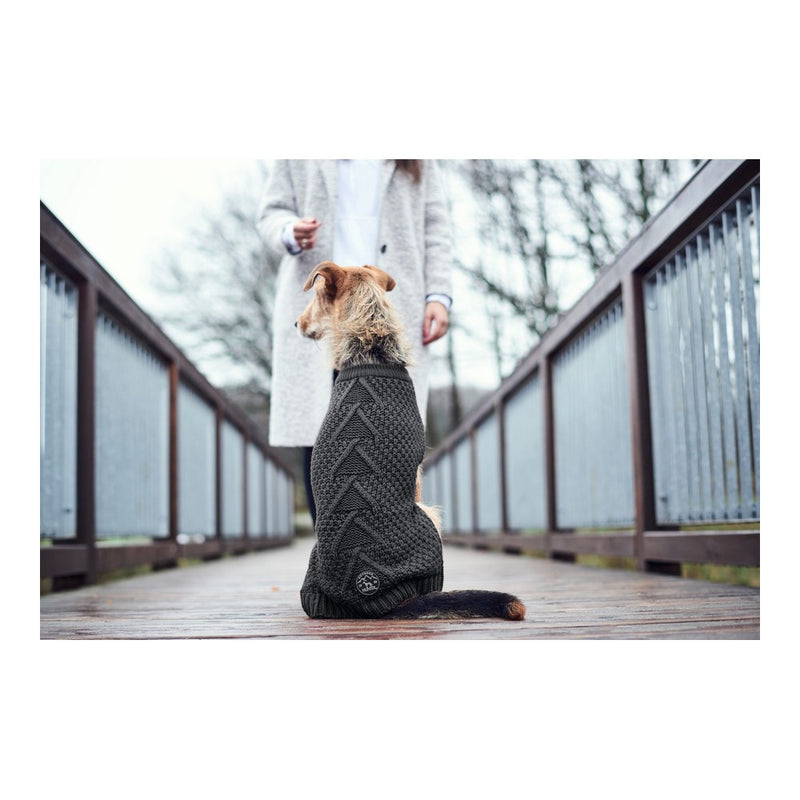 Maglione per Cani di Piccola Taglia - Vestitino Grigio Antracite Invernale 25 cm