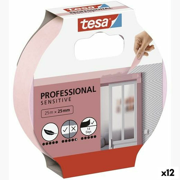 Nastro Adesivo TESA Professional Sensitive Pittore Rosa 12 Unità (25 mm x 50 m)