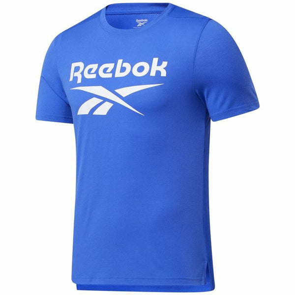 Maglietta Sportiva a Maniche Corte da Uomo Reebok Blu con Logo Bianco