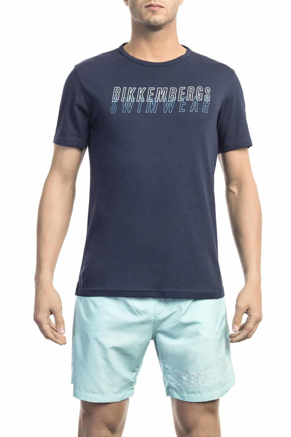 t-shirt da uomo Bikkembergs Beachwear 100 % cotone blu
