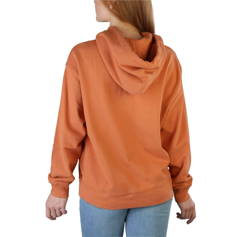 Felpa Levis Donna con Cappuccio e Tasche Arancione Logo a Vista 100% Cotone