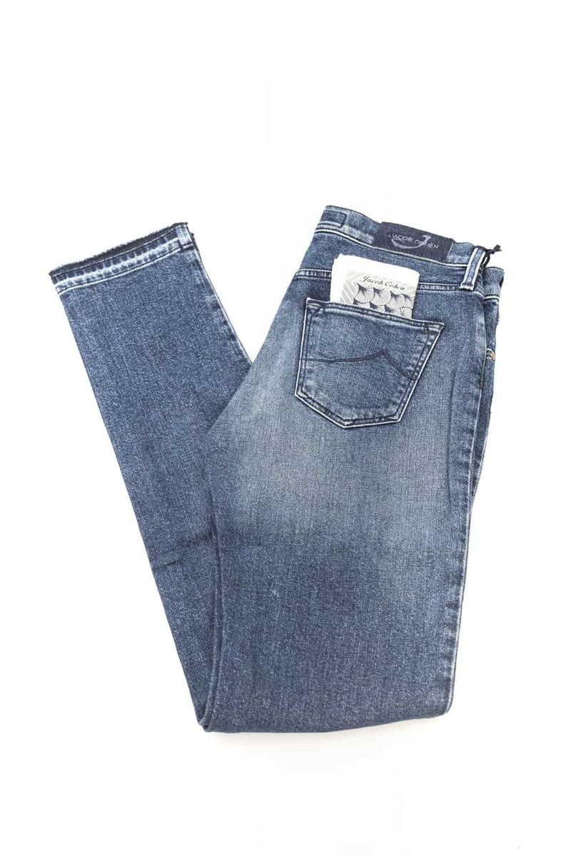 Blue Jeans Slim Fit Aderenti da Donna Jacob Cohen Effetto Consumato a Gamba Dritta - Made in Italy