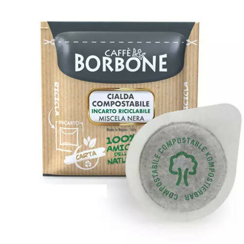 Confezione da 1200 cialde compostabili Caffè Borbone Miscela Nera - Aroma intenso e cremoso, compatibile ESE 44 mm